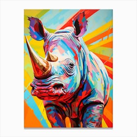 Rhino In The Wild Colour Burst 3 Canvas Print