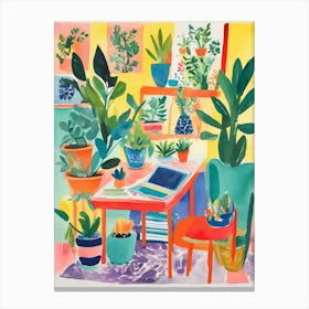 Colorful Living Room With Plants Canvas Print