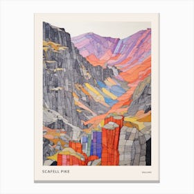 Scafell Pike England 2 Colourful Mountain Illustration Poster Canvas Print
