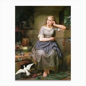 Girl In A Kitchen Canvas Print