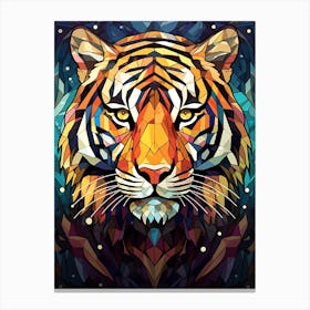 Tiger Art In Stained Glass Art Style 4 Canvas Print