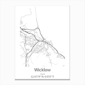 Wicklow,Ireland Minimalist Map Canvas Print