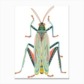 Colourful Insect Illustration Grasshopper 11 Canvas Print