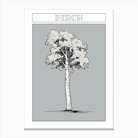 Birch Tree Minimalistic Drawing 3 Poster Canvas Print