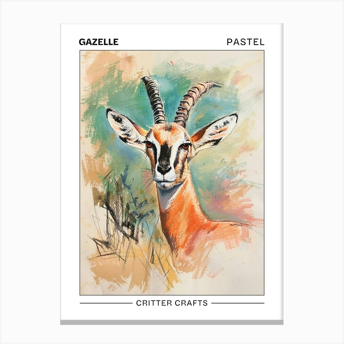 Gazelle Pastel Watercolour 1 Poster Canvas Print by Critter Crafts