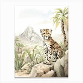 Storybook Animal Watercolour Cheetah 1 Canvas Print