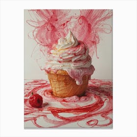 Cupcake With Raspberry Splatter Canvas Print