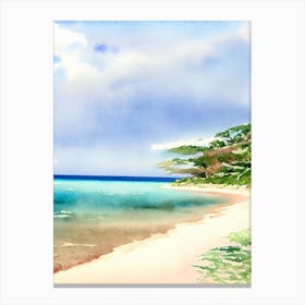 Galley Bay Beach 2, Antigua Watercolour Canvas Print