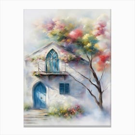House With Blue Door Canvas Print