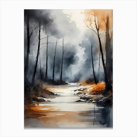 Watercolor Of A River 6 Canvas Print