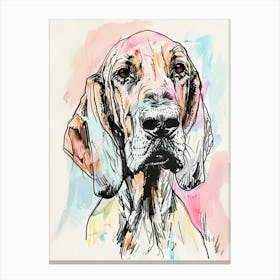 Bloodhound Dog Pastel Line Watercolour Illustration 3 Canvas Print
