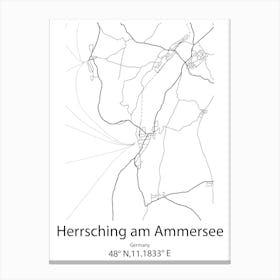 Herrsching Am Ammersee,Germany Minimalist Map Canvas Print