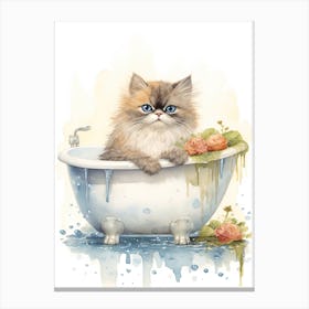 Persian Cat In Bathtub Bathroom 2 Canvas Print