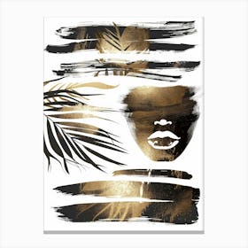 Gold And Black Brush Strokes Canvas Print