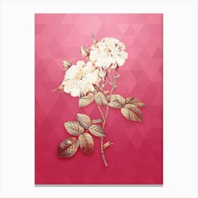 Vintage White Damask Rose Botanical in Gold on Viva Magenta n.0804 Canvas Print