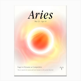 Aries, Fire Color Aura, Zodiac Sign Design Canvas Print