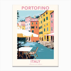 Portofino, Italy, Flat Pastels Tones Illustration 2 Poster Canvas Print