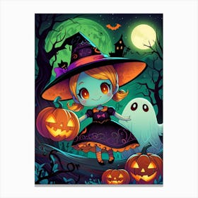 Cute Halloween Witch Canvas Print