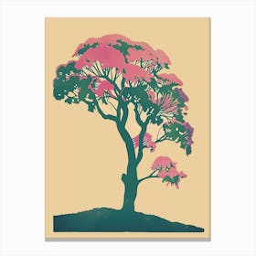 Teak Tree Colourful Illustration 1 Canvas Print