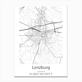 Lenzburg,Switzerland Minimalist Map Canvas Print