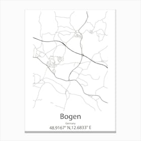 Bogen,Germany Minimalist Map Canvas Print