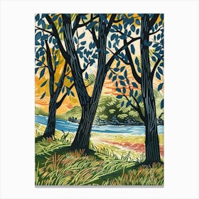 Trees By The River Canvas Print