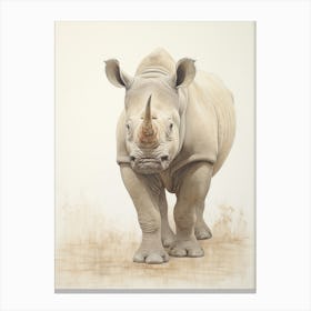 Rhino Walking Portrait 2 Canvas Print