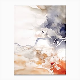 Watercolour Abstract White And Orange 4 Canvas Print