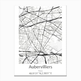 Aubervilliers,France Minimalist Map Canvas Print