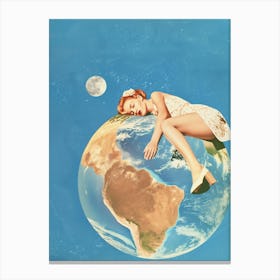 Girl Sleeping On The Earth Canvas Print