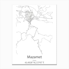 Mazamet,France Minimalist Map Canvas Print