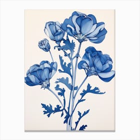 Blue Botanical Freesia 2 Canvas Print