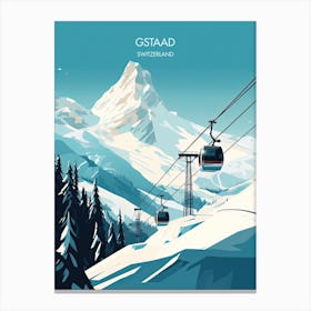 Poster Of Gstaad   Switzerland, Ski Resort Illustration 2 Canvas Print