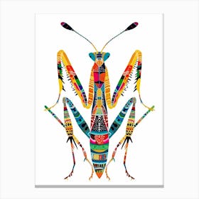 Colourful Insect Illustration Praying Mantis 4 Canvas Print