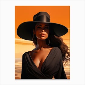 Illustration of an African American woman at the beach 107 Canvas Print