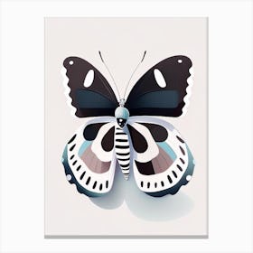 White Admiral Butterfly Scandi Cartoon Canvas Print