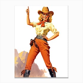 Retro American Cowgirl 1 Canvas Print