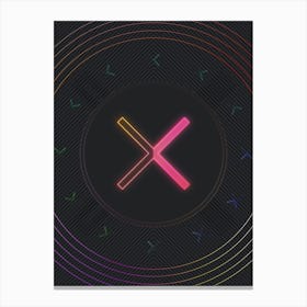 Neon Geometric Glyph in Pink and Yellow Circle Array on Black n.0183 Canvas Print