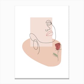 Portrait Of A Woman With A Rose Canvas Print