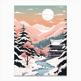 Retro Winter Illustration Nagano Japan 1 Canvas Print