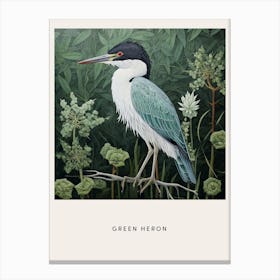 Ohara Koson Inspired Bird Painting Green Heron 3 Poster Canvas Print