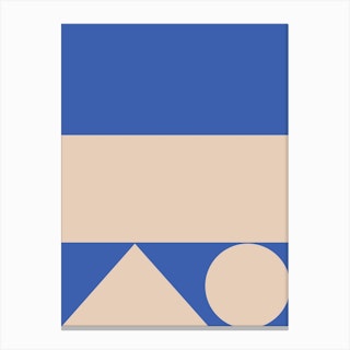 Geometric Shapes In Blue And Beige Canvas Print