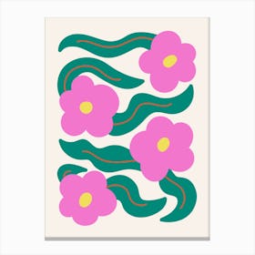 Pink Flowers Print Canvas Print