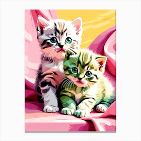 Two Kittens Painting Canvas Print