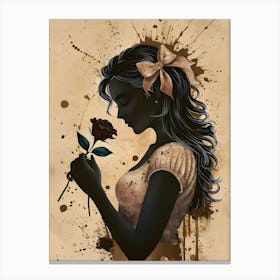 Black Girl With Rose Canvas Print