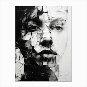 Fractured Identity Abstract Black And White 6 Canvas Print