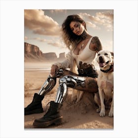 Sexy Woman With A Dog Canvas Print