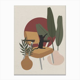 Minimal Art Cat On A Chair Canvas Print