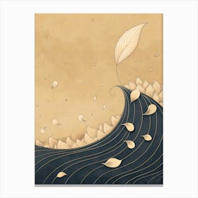 Wave And Leaves Canvas Print