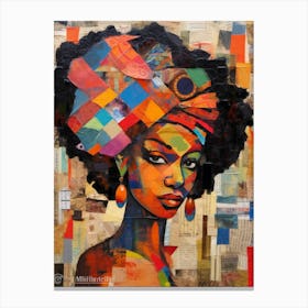 Afro Patchwork Portrait 6 Canvas Print